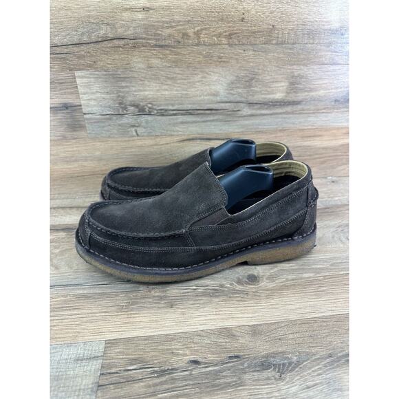 LL BEAN Brown Suede Leather Slip On Loafers Shoes Size Men's 10D Crepe S… - Picture 1 of 7